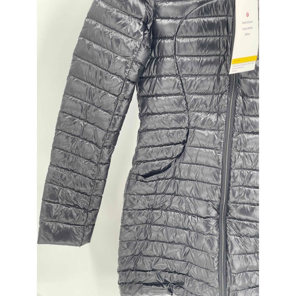 Lululemon Pack It Down Shine Jacket Long Women’s Size 2 Black Hooded New Winter - Picture 4 of 12